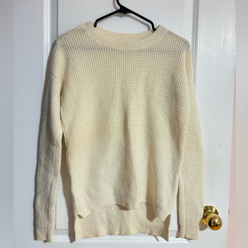 Aritzia Wilfred Isabelli 100% Wool Waffle Knit White/Cream Sweater Size XS - Picture 5 of 13